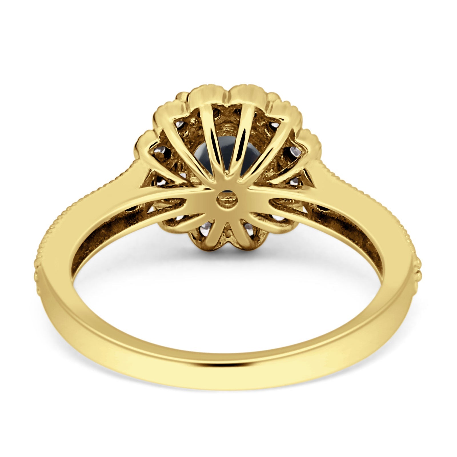 Round Floral Vintage Style Gold Ring
