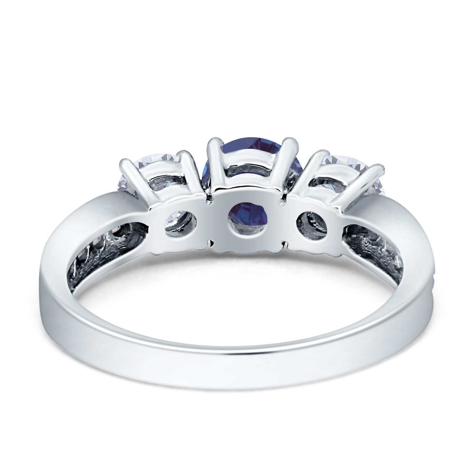 Three Stone Round Gold Ring