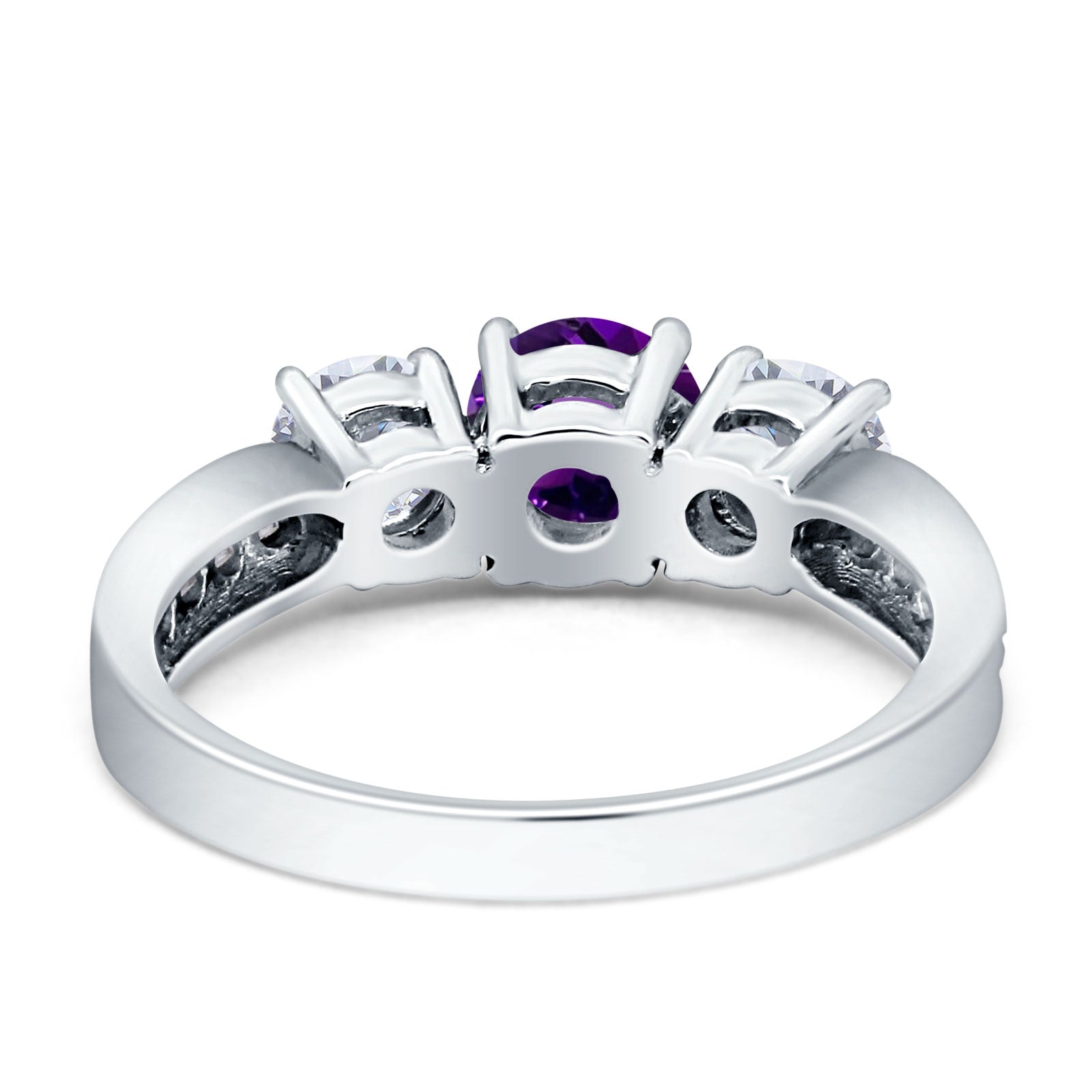 Three Stone Round Gold Ring