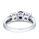 Three Stone Round Gold Ring