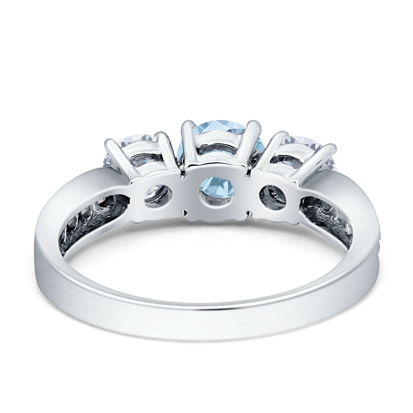 Three Stone Round Gold Ring