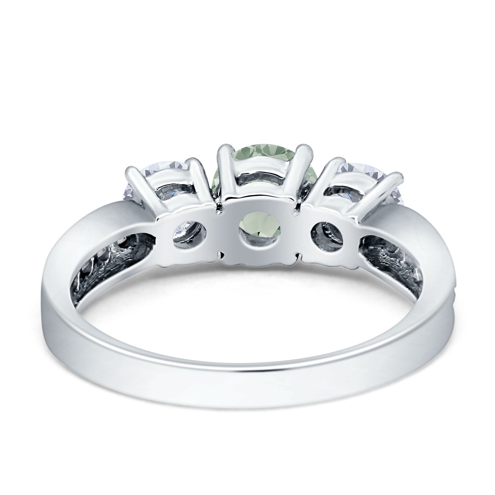 Three Stone Round Gold Ring
