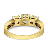 Three Stone Round Gold Ring