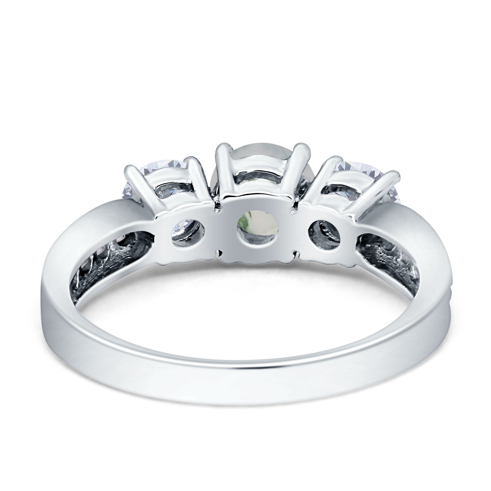 Three Stone Round Gold Ring