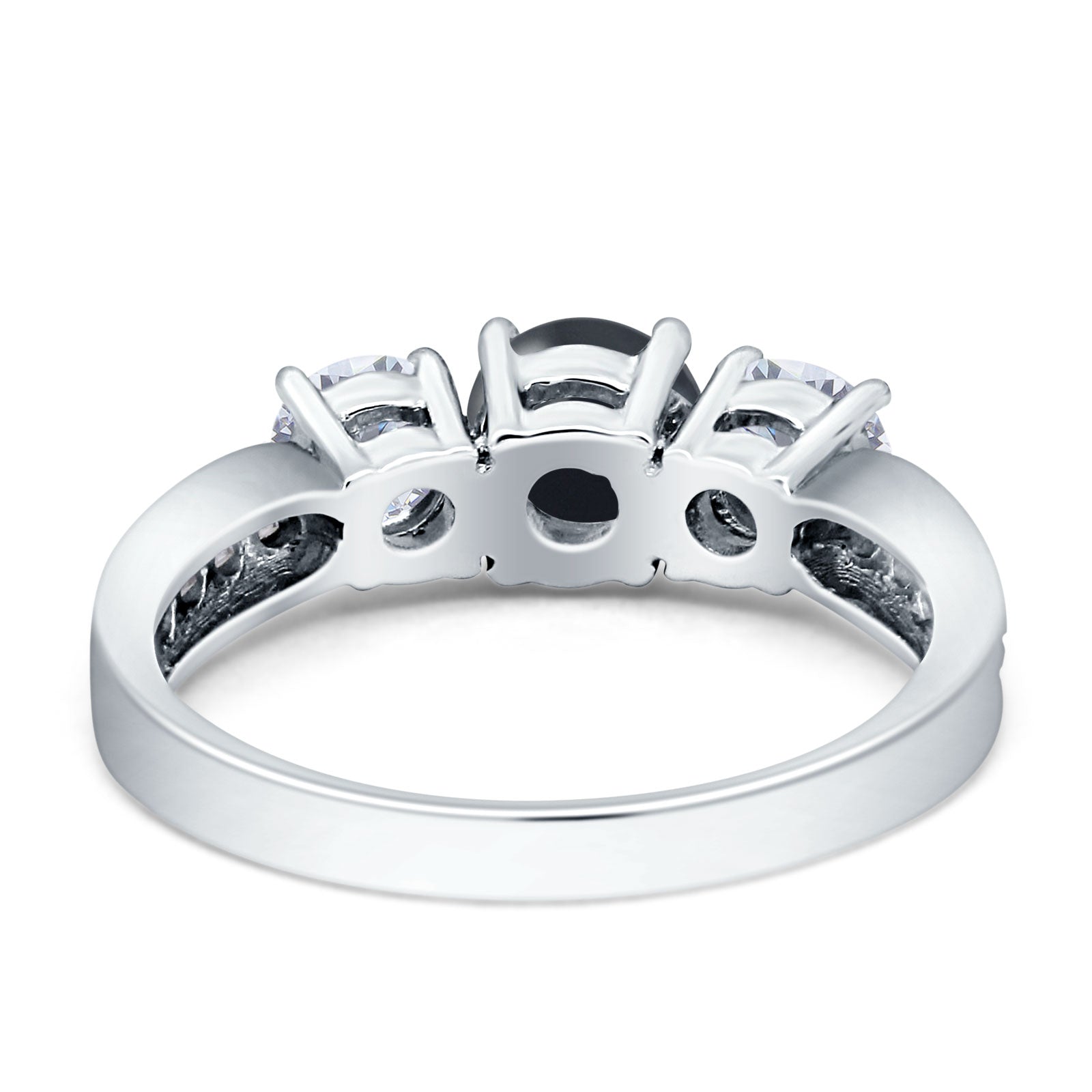 Three Stone Round Gold Ring