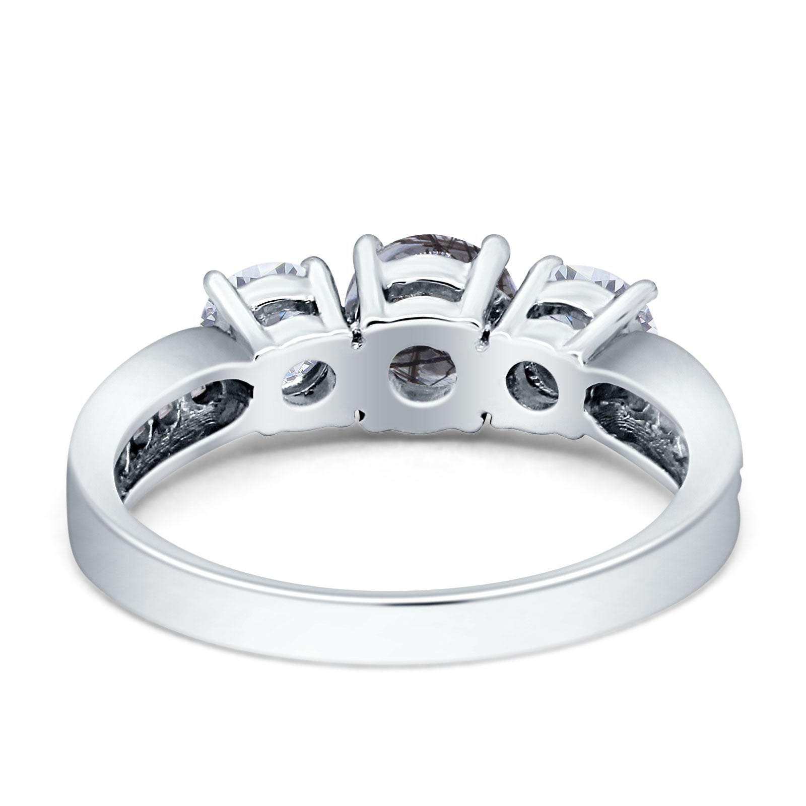Three Stone Round Gold Ring
