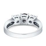 Three Stone Round Gold Ring