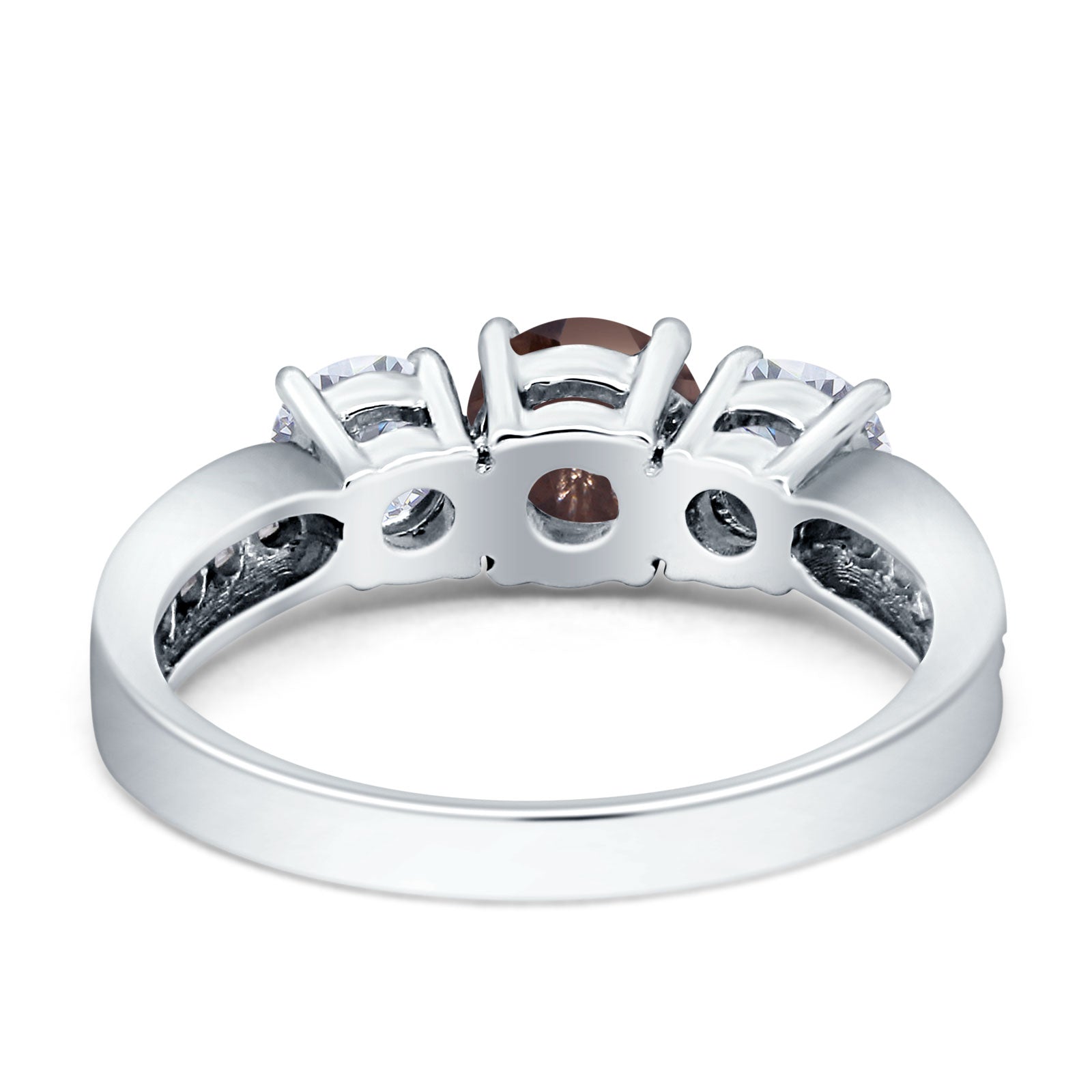 Three Stone Round Gold Ring