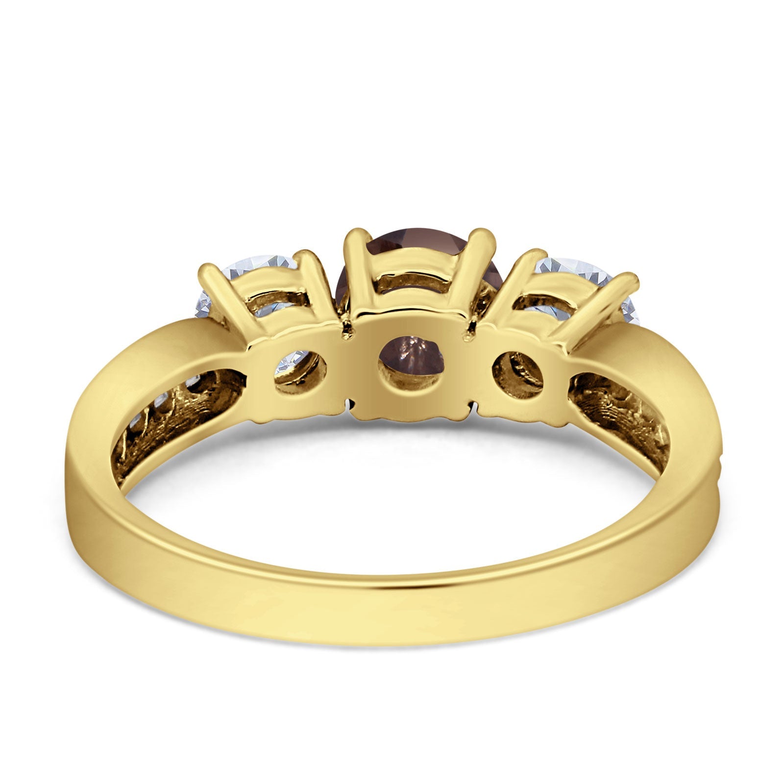 Three Stone Round Gold Ring