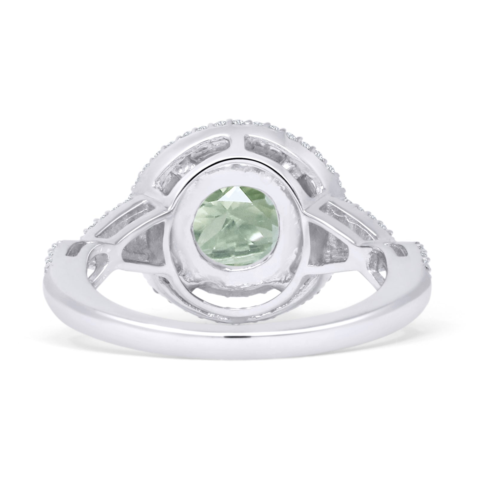 Round Halo Twisted Split Shank Diamond Gold Ring
