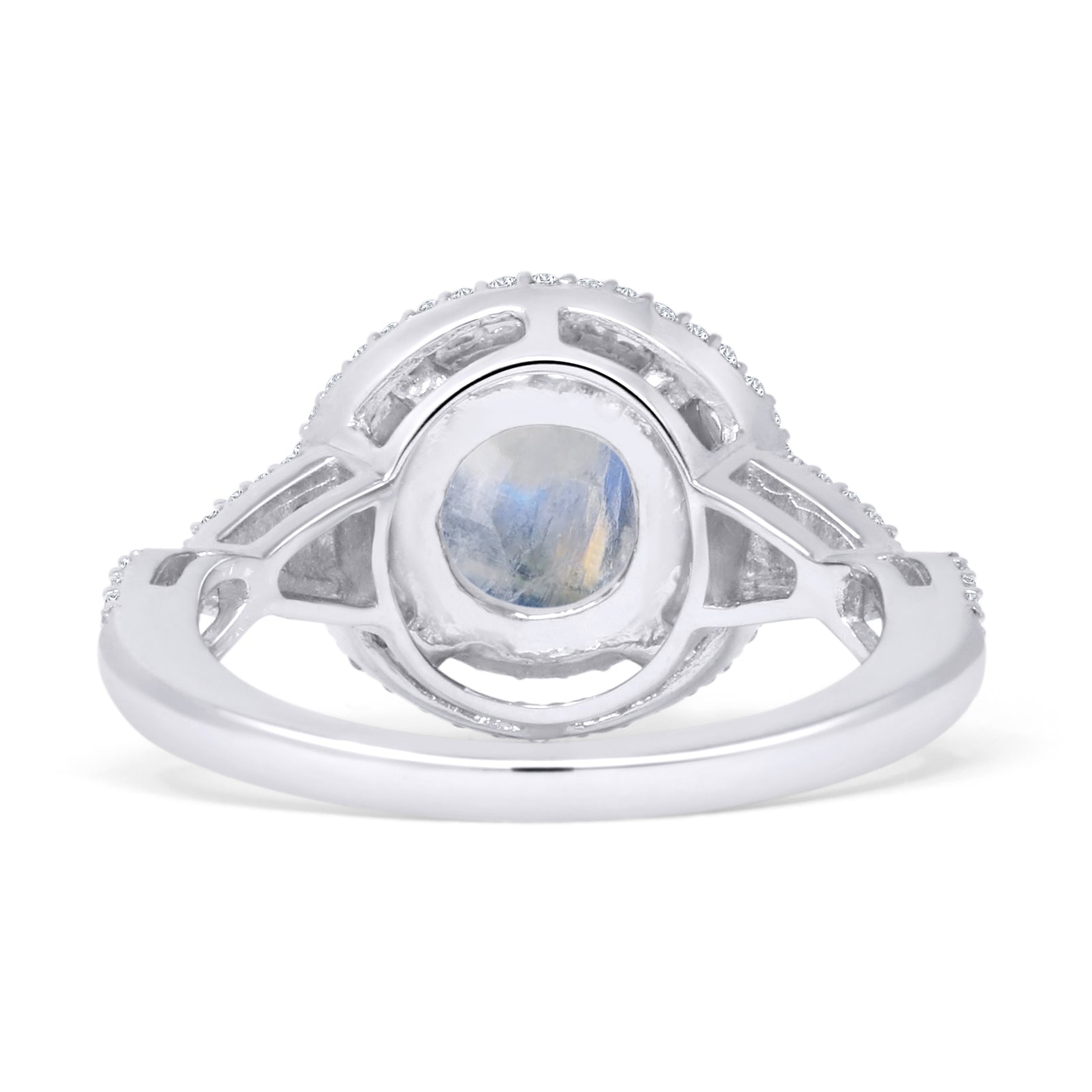 Round Halo Twisted Split Shank Diamond Gold Ring