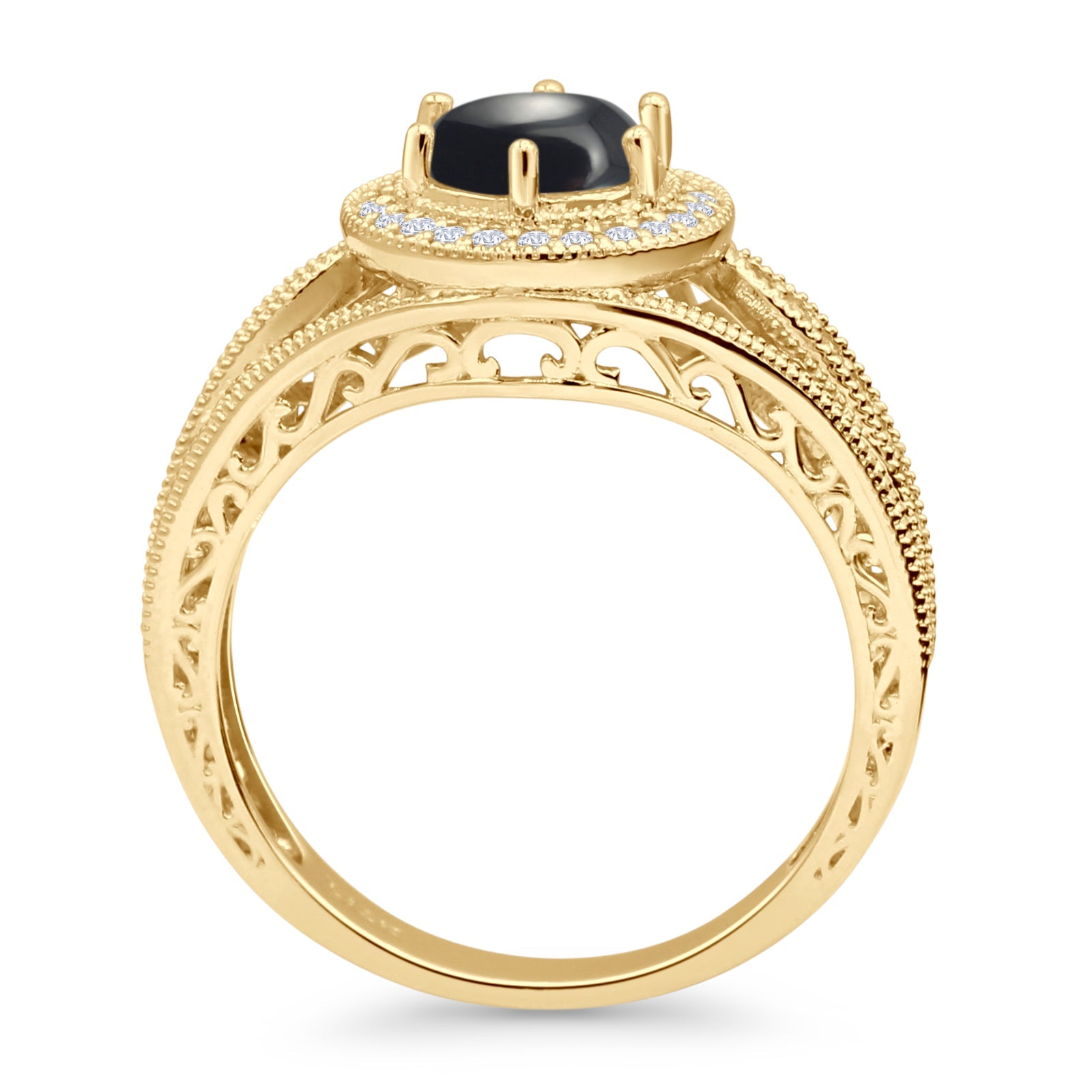 Round Halo Split Shank Bridal Gold Ring