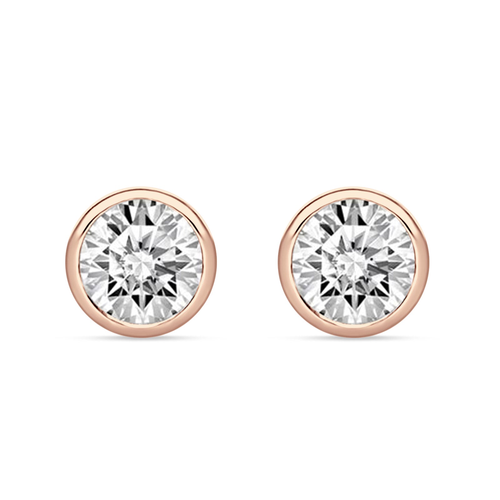 Round 7mm Cubic Zirconia Solitaire Stud Earring Bezel Set 925 Sterling Silver