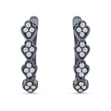 Leaf Style Hoop Earring Cubic Zirconia 925 Sterling Silver