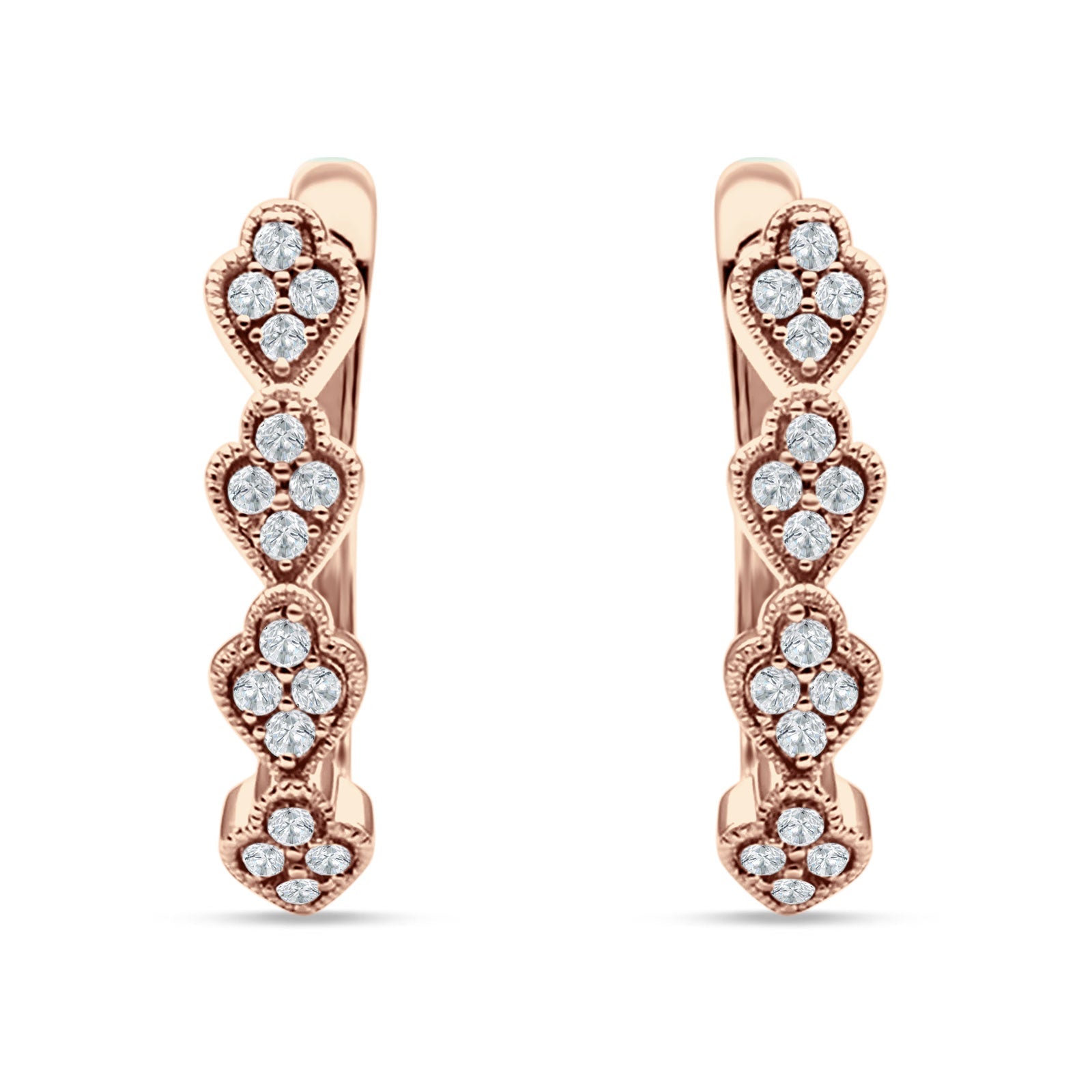 Leaf Style Hoop Earring Cubic Zirconia 925 Sterling Silver