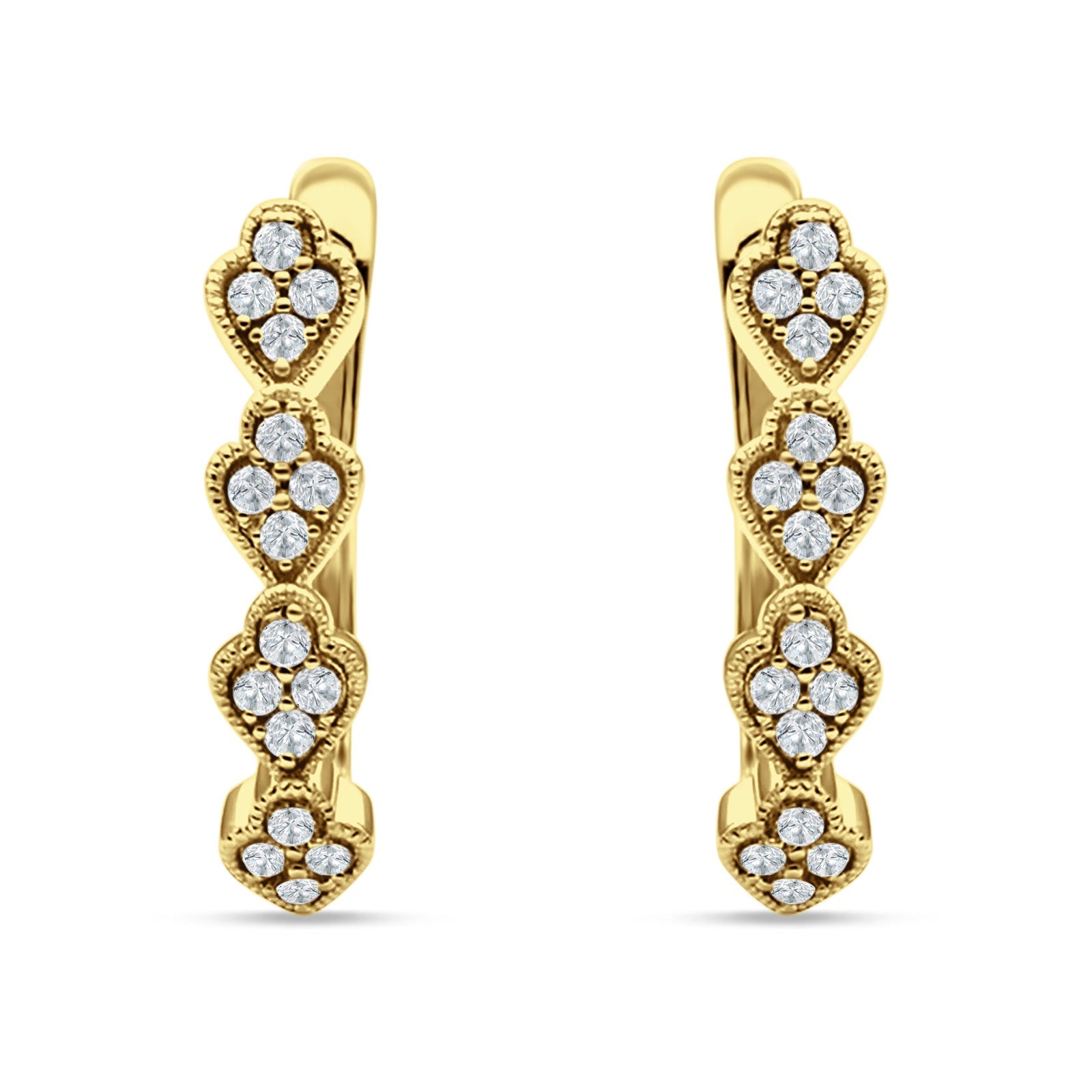 Leaf Style Hoop Earring Cubic Zirconia 925 Sterling Silver