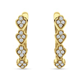 Leaf Style Hoop Earring Cubic Zirconia 925 Sterling Silver