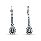 Pear Teardrop Hoop Earring Cubic Zirconia 925 Sterling Silver