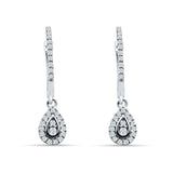 Pear Teardrop Hoop Earring Cubic Zirconia 925 Sterling Silver