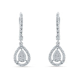 Pear Teardrop Leverback Hoop Earring Cubic Zirconia 925 Sterling Silver