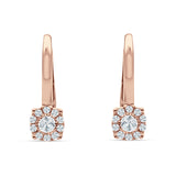 Cushion Round Halo Leverback Hoop Earring Cubic Zirconia 925 Sterling Silver