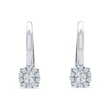 Cushion Round Halo Leverback Hoop Earring Cubic Zirconia 925 Sterling Silver