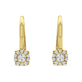 Cushion Round Halo Leverback Hoop Earring Cubic Zirconia 925 Sterling Silver