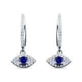 Evil Eye Huggie Hoop Earring Cubic Zirconia 925 Sterling Silver