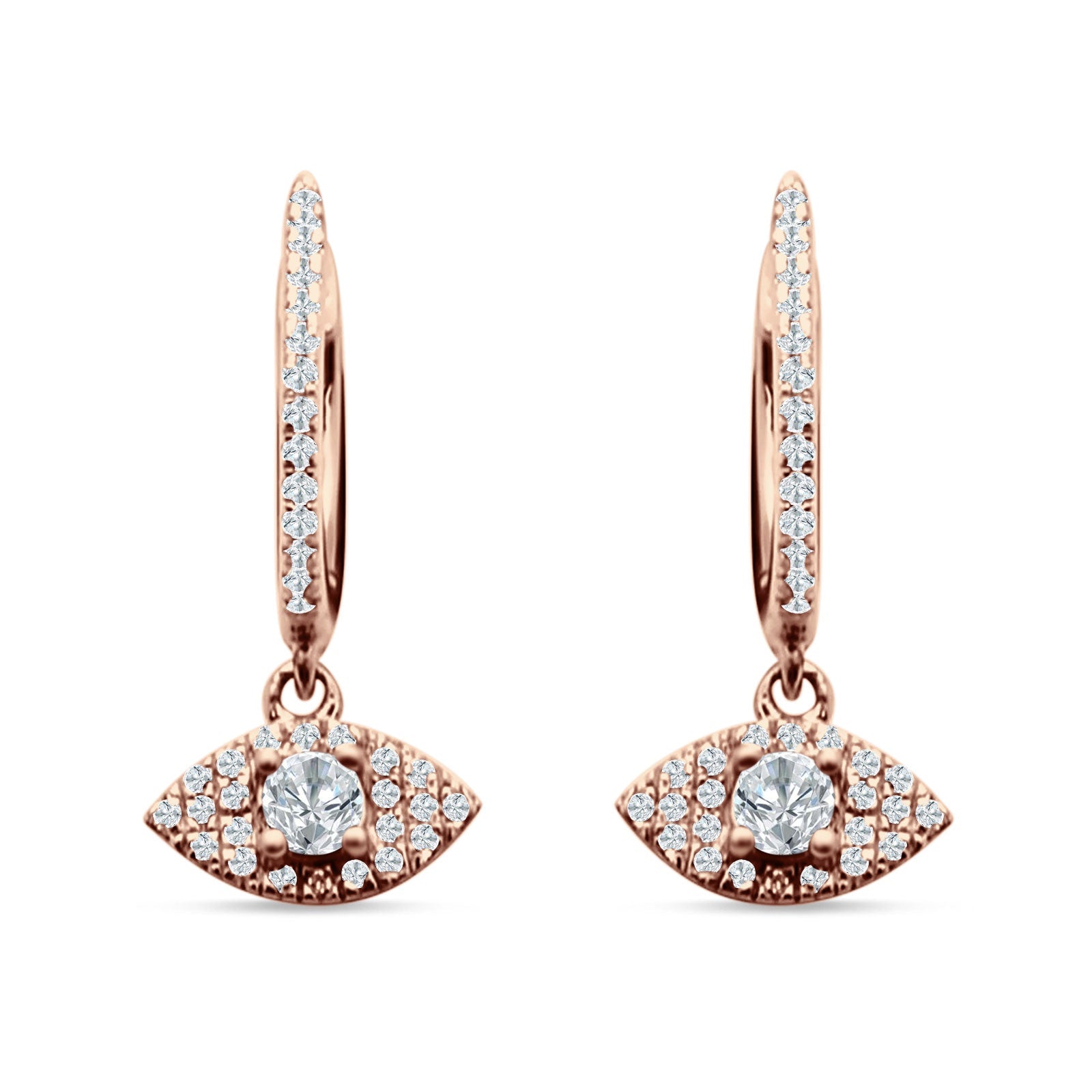 Evil Eye Huggie Hoop Earring Cubic Zirconia 925 Sterling Silver