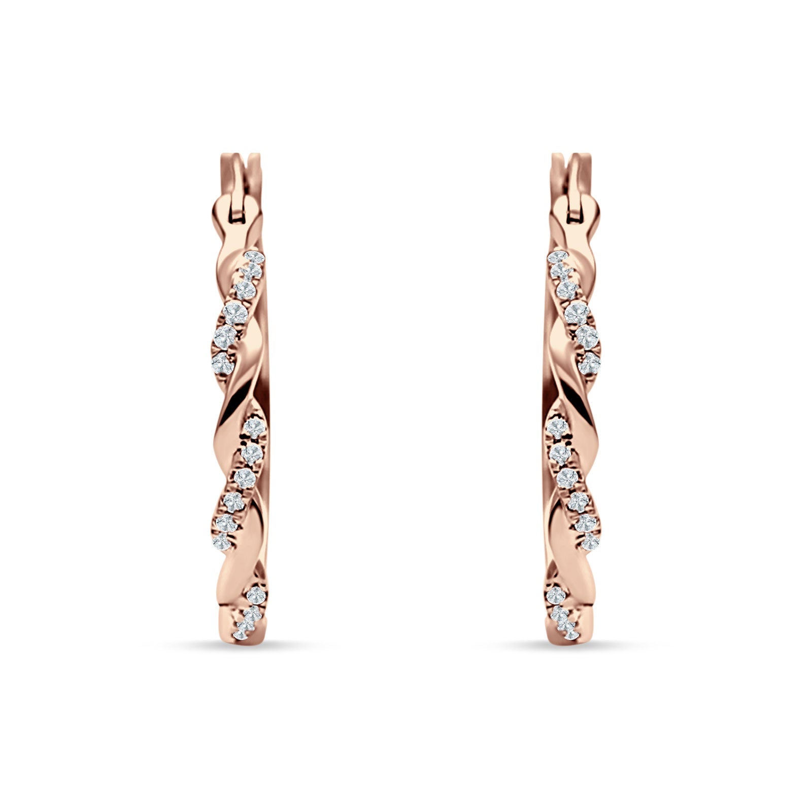 Round Twisted Infinity Hoop Earring Cubic Zirconia Two Tone 925 Sterling Silver