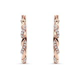 Round Twisted Infinity Hoop Earring Cubic Zirconia Two Tone 925 Sterling Silver