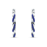 Round Twisted Infinity Hoop Earring Cubic Zirconia Two Tone 925 Sterling Silver