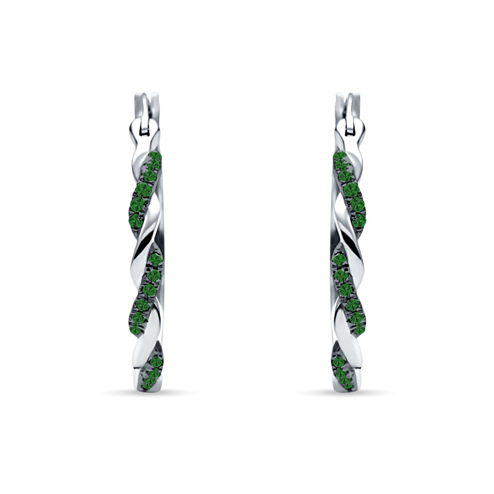 Round Twisted Infinity Hoop Earring Cubic Zirconia Two Tone 925 Sterling Silver