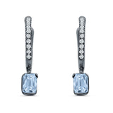 Emerald Cut Drop Dangle Hoop Earring Cubic Zirconia 925 Sterling Silver