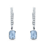 Emerald Cut Drop Dangle Hoop Earring Cubic Zirconia 925 Sterling Silver