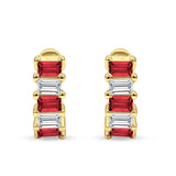 Minimalist Baguette Cubic Zirconia Huggie Hoop Earring Solid 925 Sterling Silver