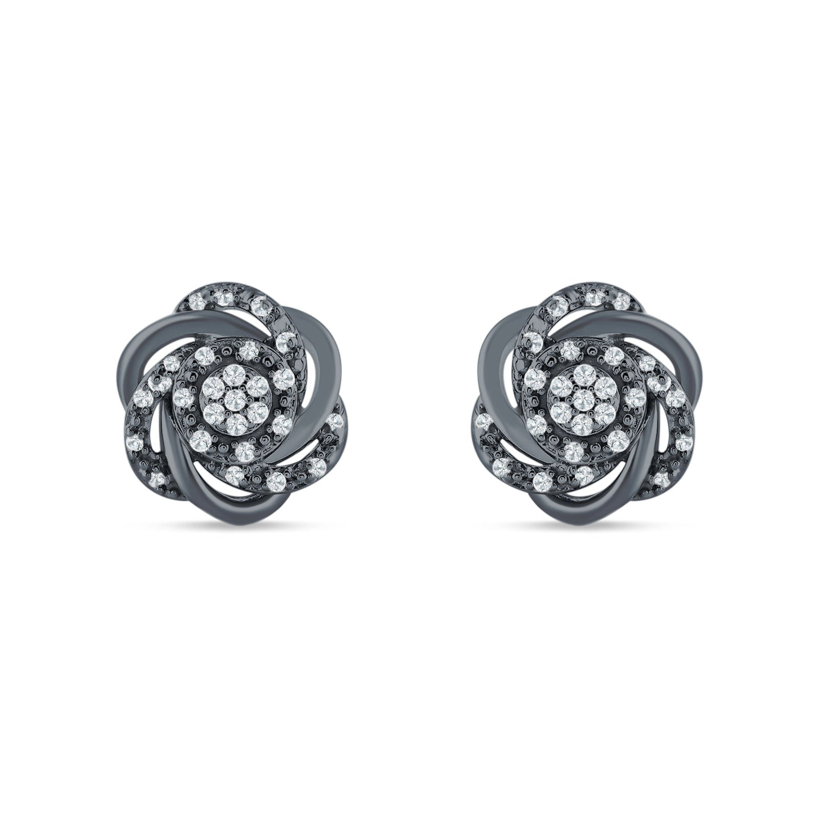 Floral Cluster Stud Earring Cubic Zirconia 925 Sterling Silver