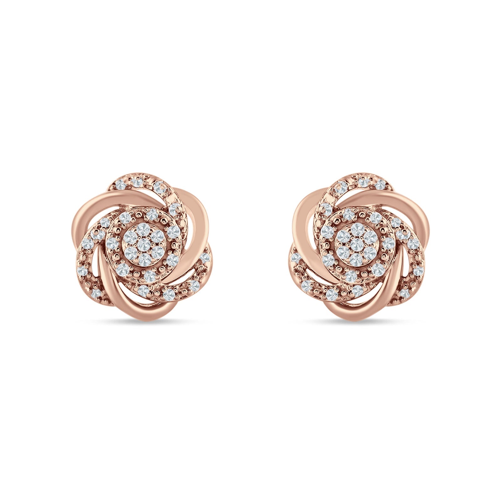 Floral Cluster Stud Earring Cubic Zirconia 925 Sterling Silver