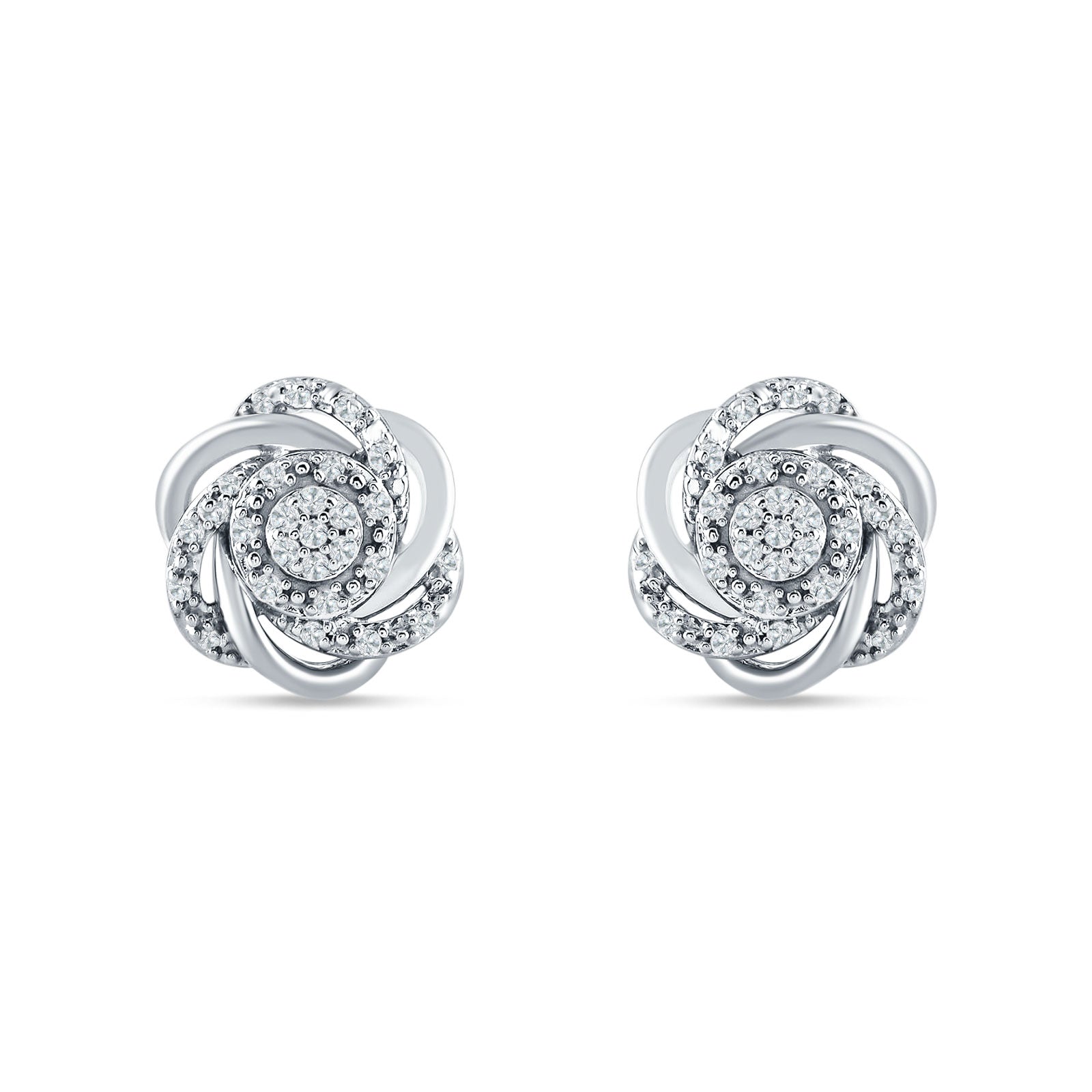 Floral Cluster Stud Earring Cubic Zirconia 925 Sterling Silver