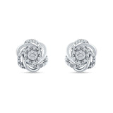 Floral Cluster Stud Earring Cubic Zirconia 925 Sterling Silver