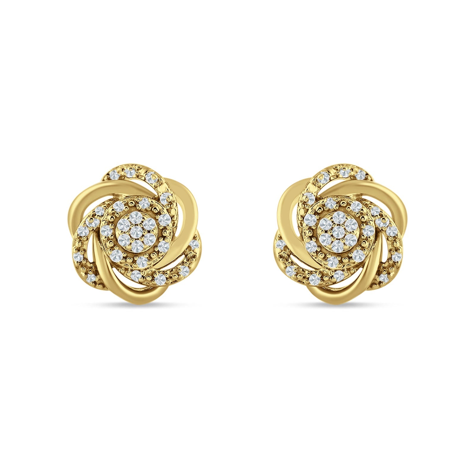 Floral Cluster Stud Earring Cubic Zirconia 925 Sterling Silver