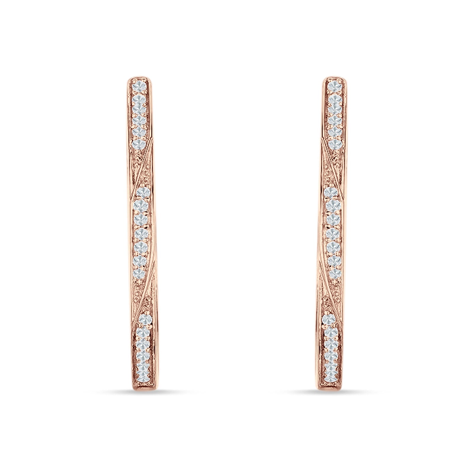 Round Twisted Huggie Hoop Earring Cubic Zirconia 925 Sterling Silver
