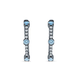 Round Cubic Zirconia Huggie Hoop Earring 925 Sterling Silver