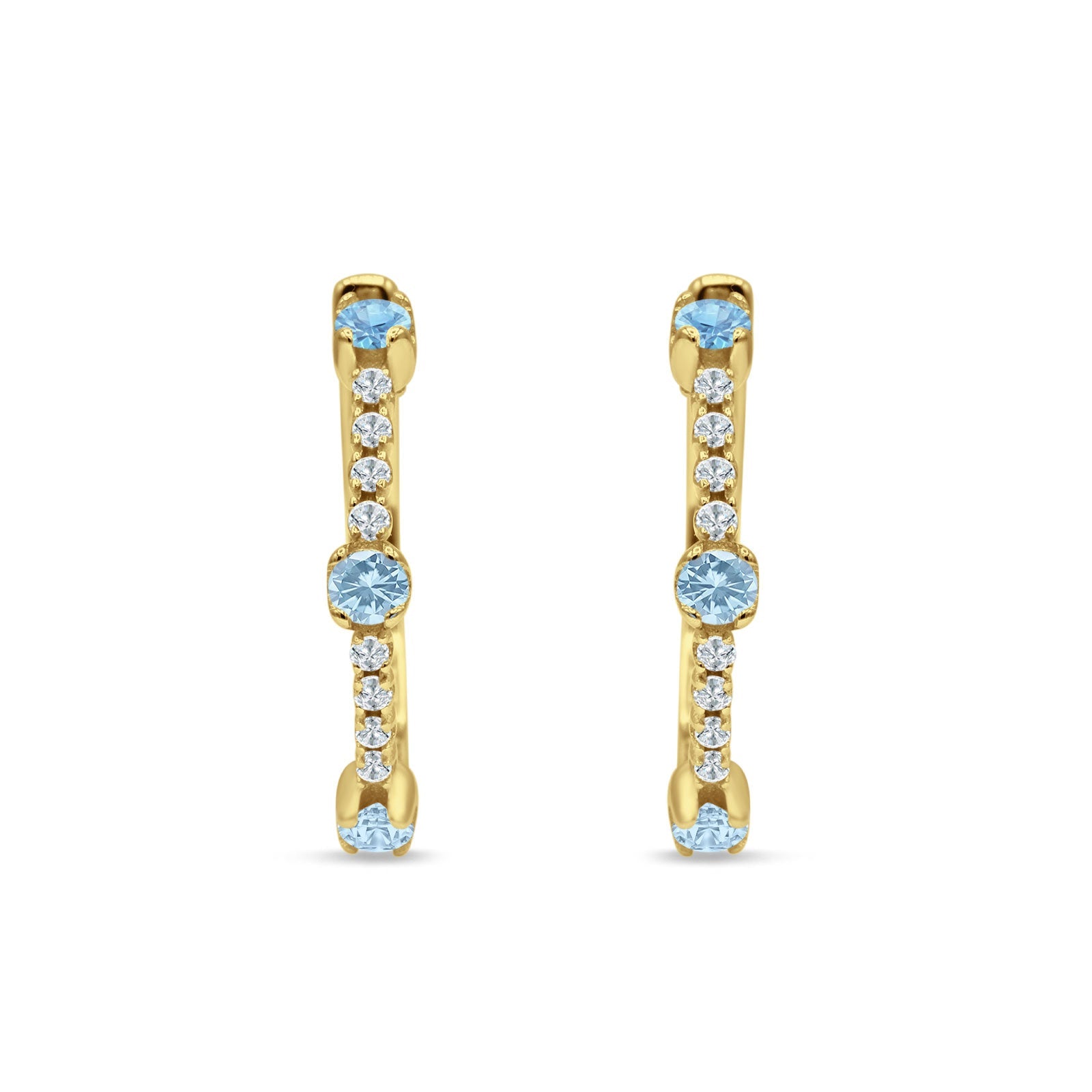 Round Cubic Zirconia Huggie Hoop Earring 925 Sterling Silver