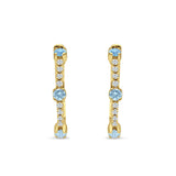 Round Cubic Zirconia Huggie Hoop Earring 925 Sterling Silver