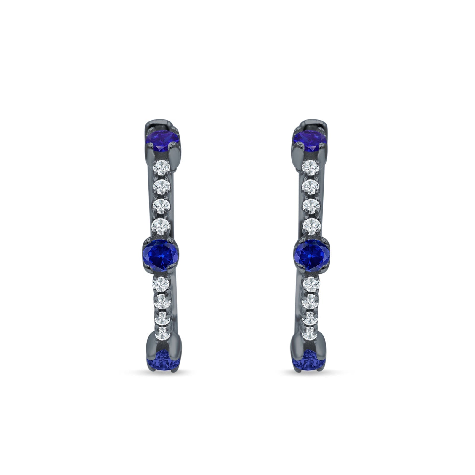Round Cubic Zirconia Huggie Hoop Earring 925 Sterling Silver
