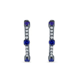 Round Cubic Zirconia Huggie Hoop Earring 925 Sterling Silver