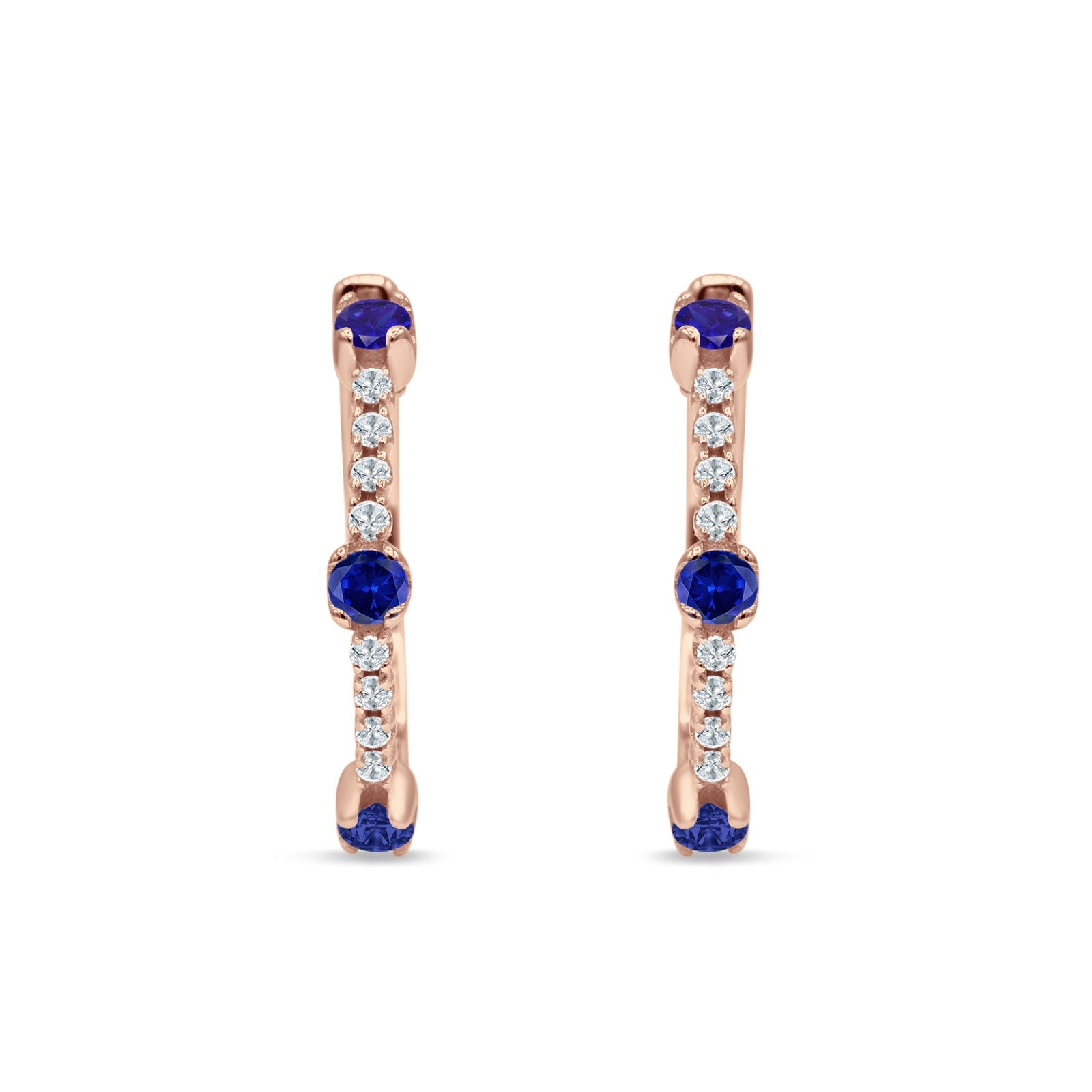 Round Cubic Zirconia Huggie Hoop Earring 925 Sterling Silver