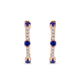 Round Cubic Zirconia Huggie Hoop Earring 925 Sterling Silver