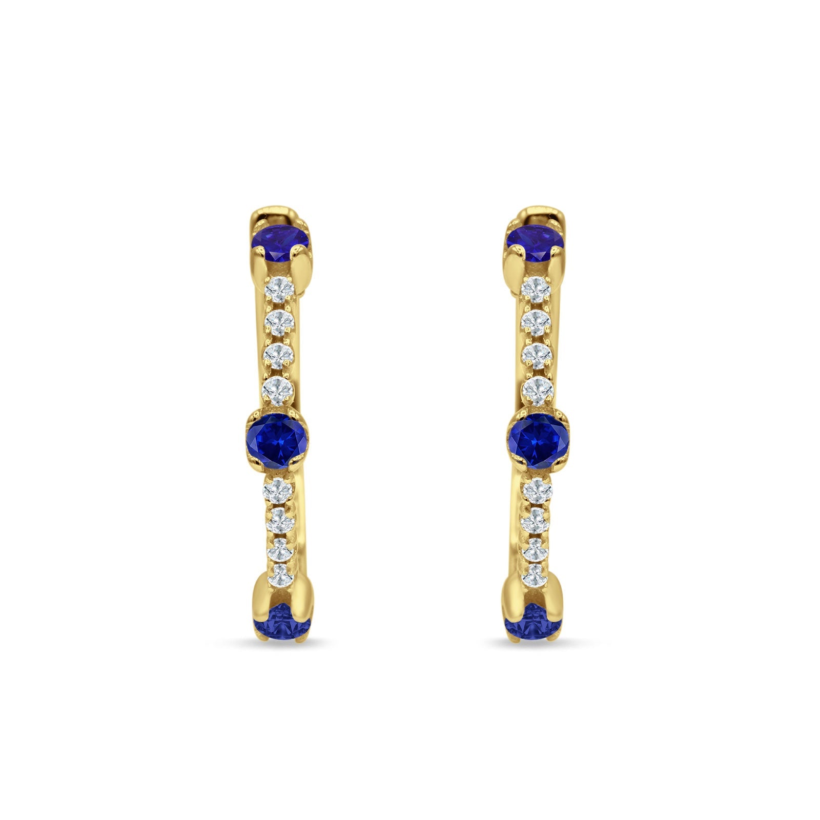 Round Cubic Zirconia Huggie Hoop Earring 925 Sterling Silver